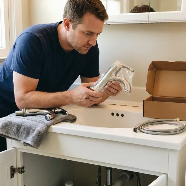 HVM Plumbing technician providing faucet replacement in Chicago, IL