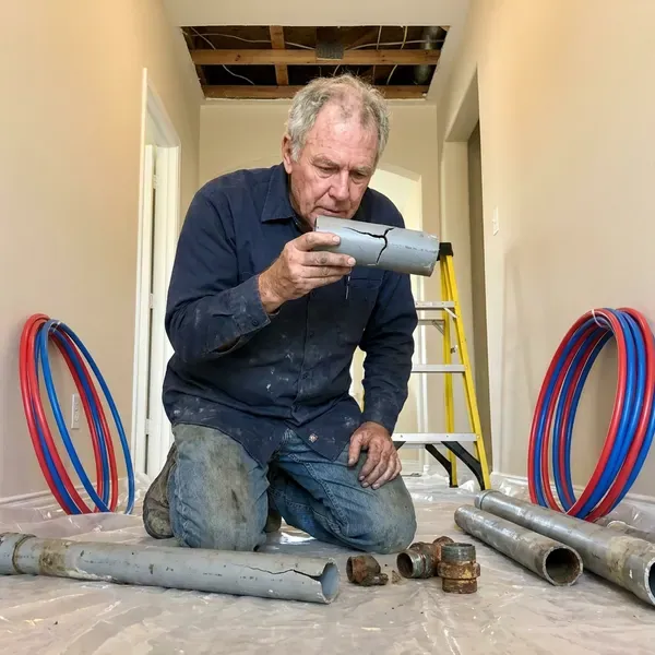 HVM Plumbing technician providing polybutylene plumbing replacement in Elgin, IL